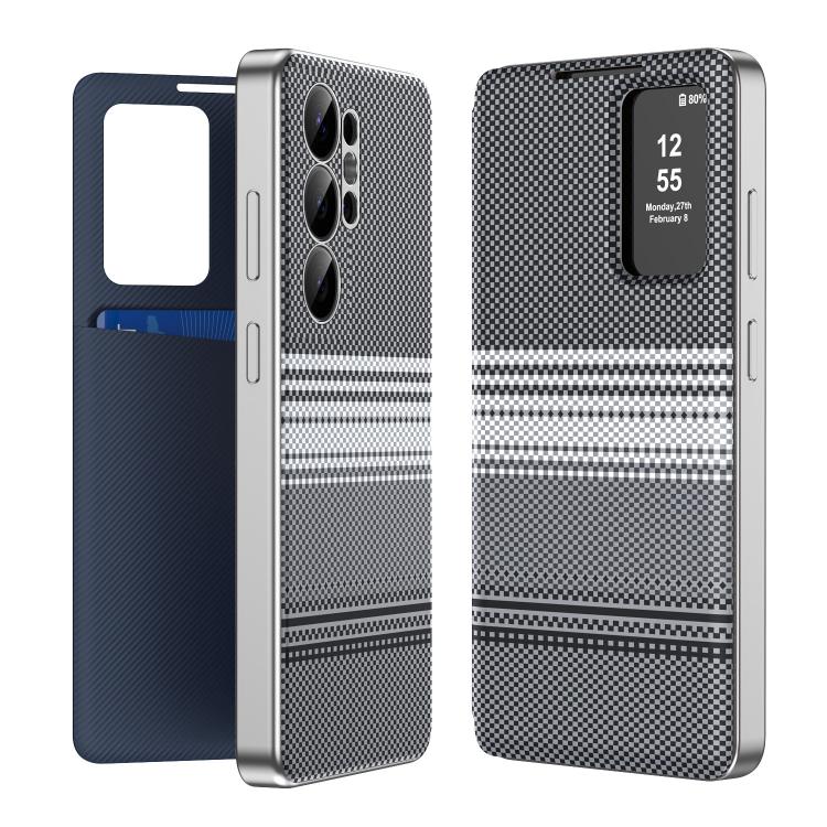 Custodia per telefono Smart View in ecopelle con motivo a quadri arcobaleno., For Samsung Galaxy A16, For Samsung Galaxy A55 5G, For Samsung Galaxy S24 Ultra 5G, For Samsung Galaxy S24+ 5G, For Samsung Galaxy S24 5G, For Samsung Galaxy S23 FE 5G