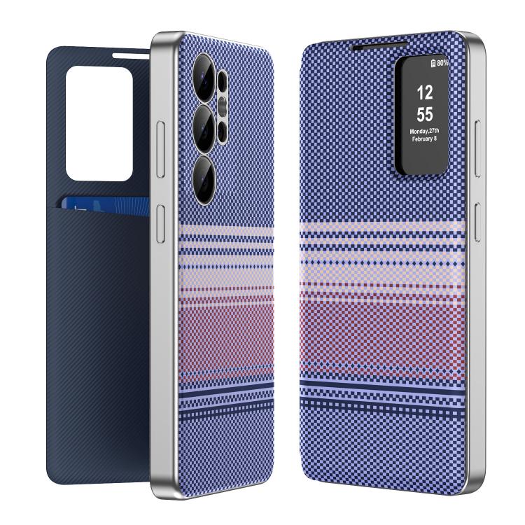Custodia per telefono Smart View in ecopelle con motivo a quadri arcobaleno., For Samsung Galaxy A17 5G, For Samsung Galaxy S25 Edge 5G, For Samsung Galaxy A26 5G, For Samsung Galaxy S25 5G, For Samsung Galaxy S25+ 5G, For Samsung Galaxy S25 Ultra 5G