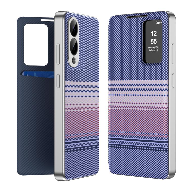 Custodia per telefono Smart View in ecopelle con motivo a quadri arcobaleno., For Samsung Galaxy A17 5G, For Samsung Galaxy S25 Edge 5G, For Samsung Galaxy A26 5G, For Samsung Galaxy S25 5G, For Samsung Galaxy S25+ 5G, For Samsung Galaxy S25 Ultra 5G