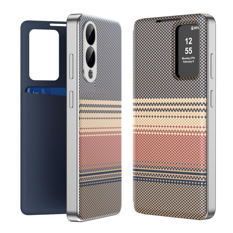 Custodia per telefono Smart View in ecopelle con motivo a quadri arcobaleno., For Samsung Galaxy A17 5G, For Samsung Galaxy S25 Edge 5G, For Samsung Galaxy A26 5G, For Samsung Galaxy S25 5G, For Samsung Galaxy S25+ 5G, For Samsung Galaxy S25 Ultra 5G