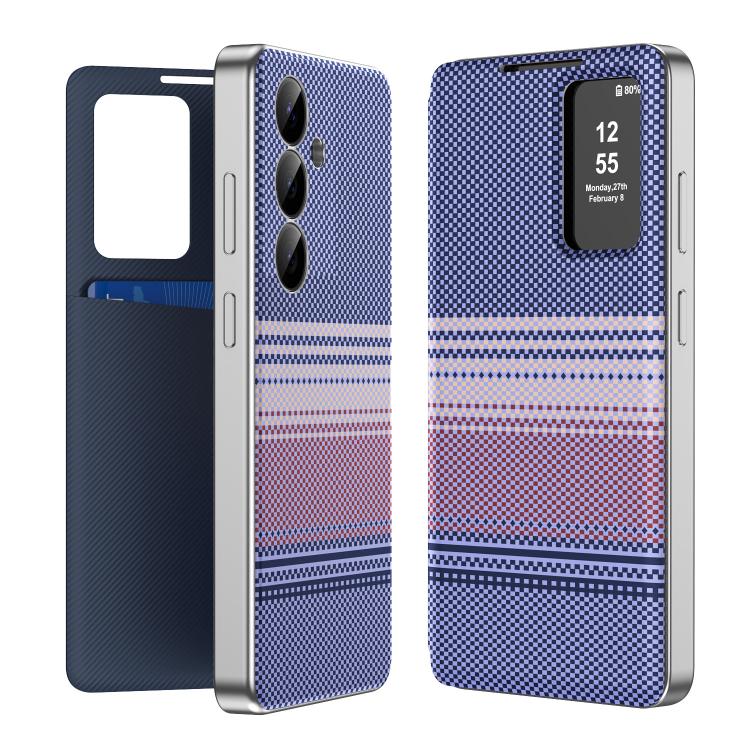 Custodia per telefono Smart View in ecopelle con motivo a quadri arcobaleno., For Samsung Galaxy A17 5G, For Samsung Galaxy S25 Edge 5G, For Samsung Galaxy A26 5G, For Samsung Galaxy S25 5G, For Samsung Galaxy S25+ 5G, For Samsung Galaxy S25 Ultra 5G