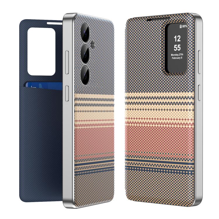 Custodia per telefono Smart View in ecopelle con motivo a quadri arcobaleno., For Samsung Galaxy A17 5G, For Samsung Galaxy S25 Edge 5G, For Samsung Galaxy A26 5G, For Samsung Galaxy S25 5G, For Samsung Galaxy S25+ 5G, For Samsung Galaxy S25 Ultra 5G