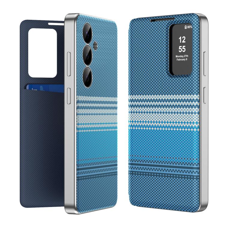 Custodia per telefono Smart View in ecopelle con motivo a quadri arcobaleno., For Samsung Galaxy A16, For Samsung Galaxy A55 5G, For Samsung Galaxy S24 Ultra 5G, For Samsung Galaxy S24+ 5G, For Samsung Galaxy S24 5G, For Samsung Galaxy S23 FE 5G