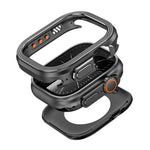 Custodia protettiva in metallo per orologio con motivo a rombi., For Apple Watch Ultra 3 / 2 / 1 49mm