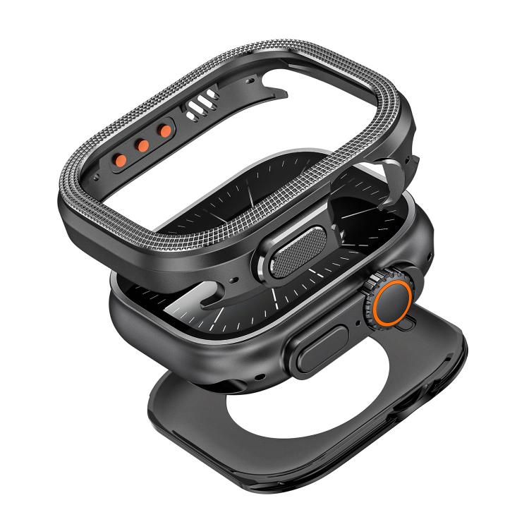 Custodia protettiva in metallo per orologio con motivo a rombi., For Apple Watch Ultra 3 / 2 / 1 49mm