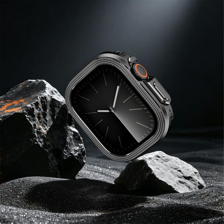 Custodia protettiva in metallo per orologio con motivo a rombi., For Apple Watch Ultra 3 / 2 / 1 49mm
