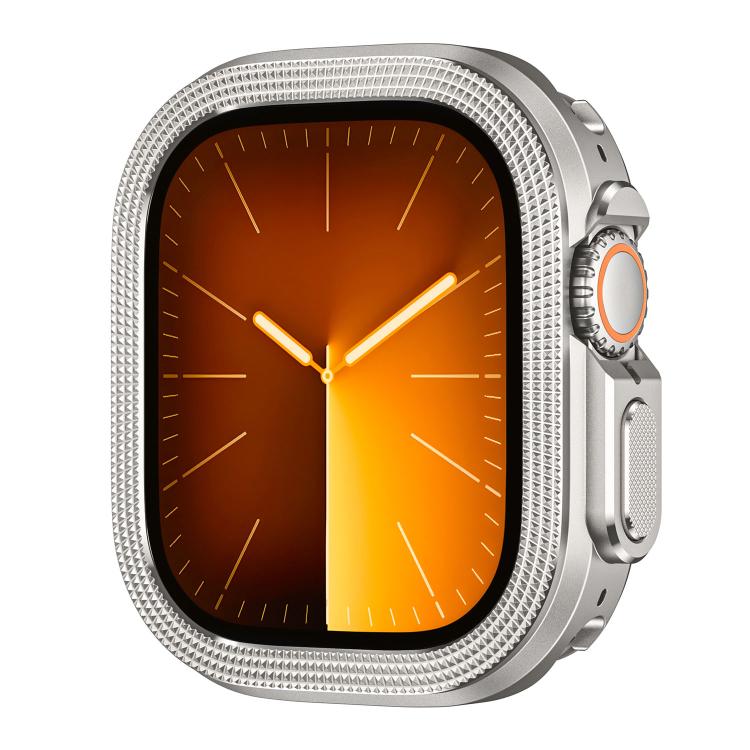 Custodia protettiva in metallo per orologio con motivo a rombi., For Apple Watch Ultra 3 / 2 / 1 49mm