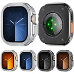 Custodia protettiva in metallo per orologio con motivo a rombi., For Apple Watch Ultra 3 / 2 / 1 49mm