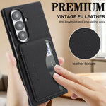 Custodia per telefono con porta carte magnetico in ecopelle vegana in stile retrò., For Samsung Galaxy Z Fold7, For Samsung Galaxy Z Flip7, For Samsung Galaxy A56 5G, For Samsung Galaxy A26 5G