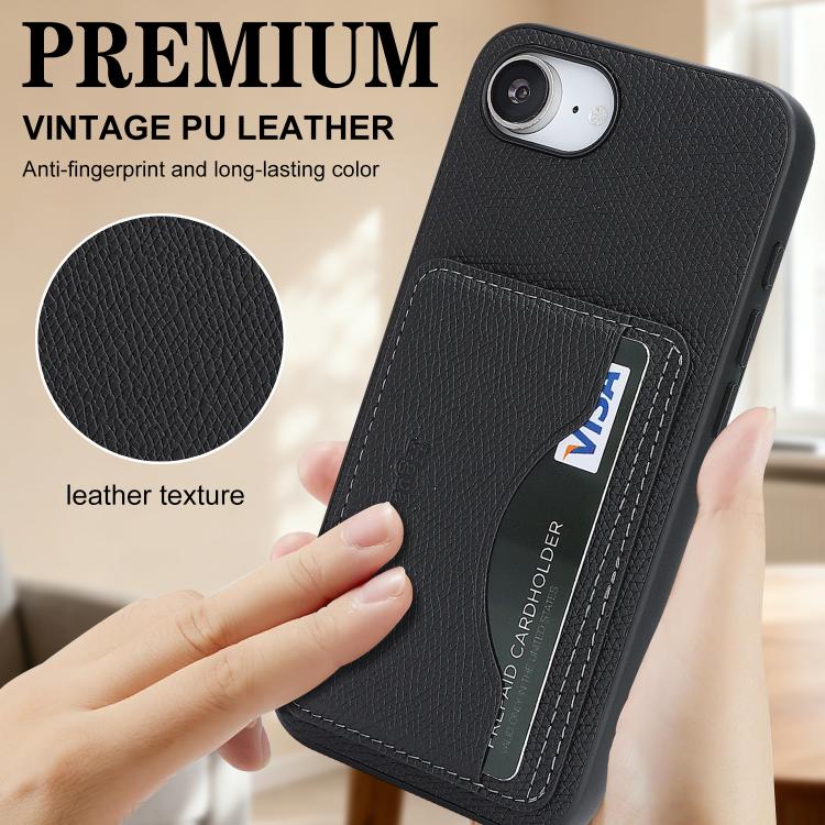 Custodia per telefono con porta carte magnetico in ecopelle vegana in stile retrò., For iPhone 17e / 16e, For iPhone 17 Pro Max, For iPhone 17 Pro, For iPhone 17