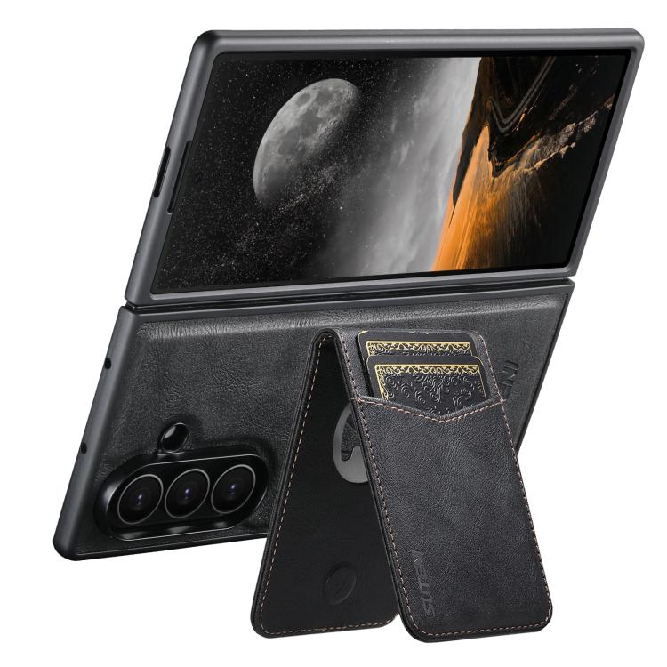 Custodia per telefono Suteni G5S5 2 in 1 con apribottiglie magnetico rimovibile, porta carte e retro in pelle bovina., For Samsung Galaxy Z Fold7 5G, For Samsung Galaxy Z Fold6