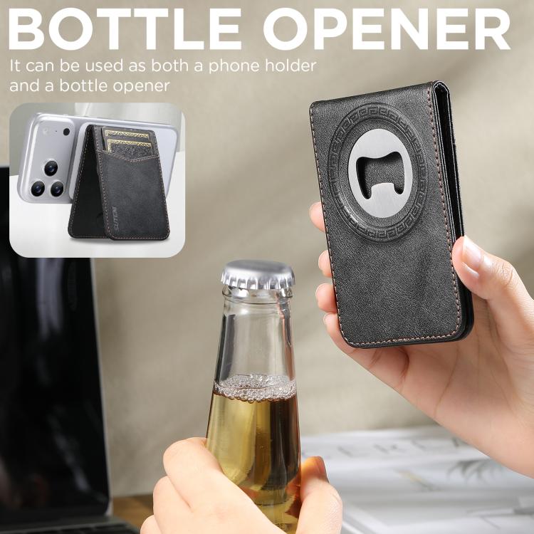 Custodia per telefono Suteni G5S5 2 in 1 con apribottiglie magnetico rimovibile, porta carte e retro in pelle bovina., For Samsung Galaxy Z Fold7 5G, For Samsung Galaxy Z Fold6