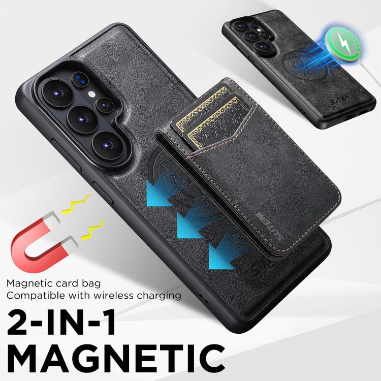 Custodia per telefono Suteni G5S5 2 in 1 con apribottiglie magnetico rimovibile, porta carte e retro in pelle bovina., For Samsung Galaxy S26 Ultra  5G, For Samsung Galaxy S25 Ultra 5G, For Samsung Galaxy S24 Ultra 5G, For Samsung Galaxy S23 Ultra 5G  ...
