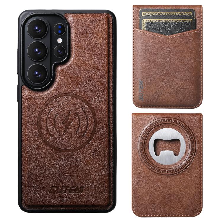 Custodia per telefono Suteni G5S5 2 in 1 con apribottiglie magnetico rimovibile, porta carte e retro in pelle bovina., For Samsung Galaxy S26 Ultra  5G, For Samsung Galaxy S25 Ultra 5G, For Samsung Galaxy S24 Ultra 5G, For Samsung Galaxy S23 Ultra 5G  ...