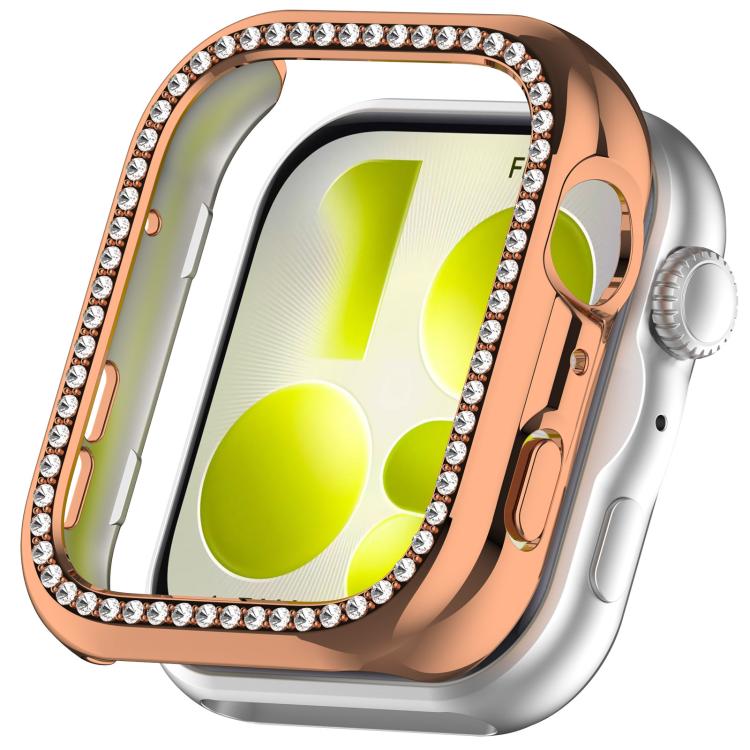 Custodia protettiva per orologio in policarbonato cavo con mezza copertura e fila singola di diamanti., For Huawei Watch Fit 5 Pro, For Huawei Watch Fit 5