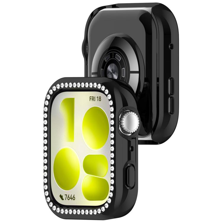 Custodia protettiva per orologio in policarbonato cavo con mezza copertura e fila singola di diamanti., For Huawei Watch Fit 5 Pro, For Huawei Watch Fit 5