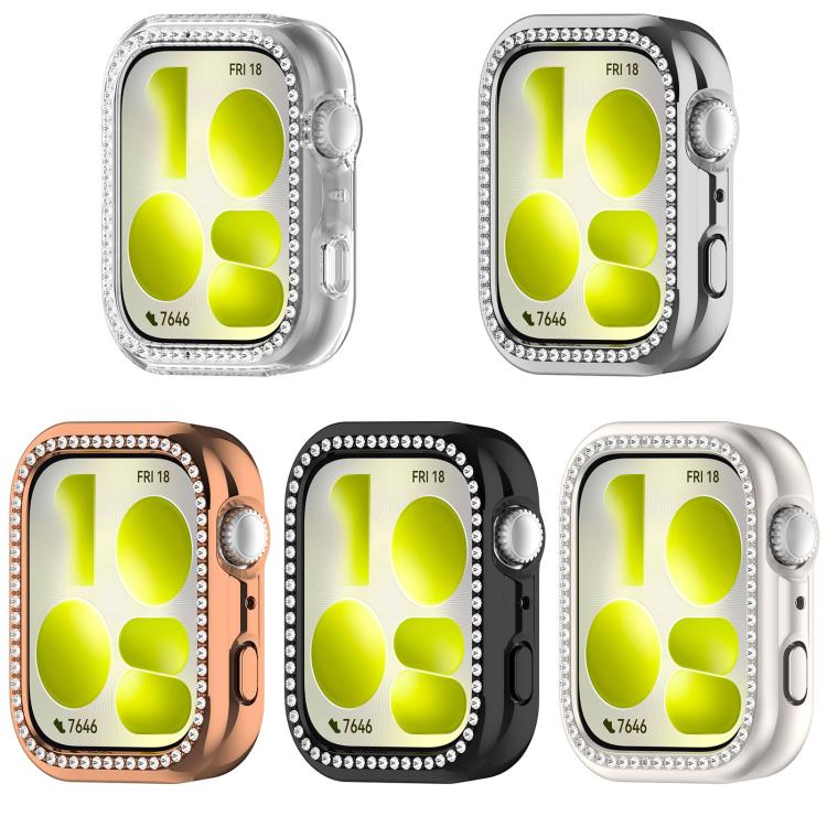 Custodia protettiva per orologio in policarbonato cavo con mezza copertura e fila singola di diamanti., For Huawei Watch Fit 5 Pro, For Huawei Watch Fit 5