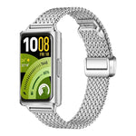 Cinturino per orologio in acciaio inossidabile con maglia a zigzag sottile, pieghevole e chiusura magnetica., For Huawei Band 11 / Band 11 Pro