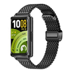 Cinturino per orologio in acciaio inossidabile con maglia a zigzag sottile, pieghevole e chiusura magnetica., For Huawei Band 11 / Band 11 Pro