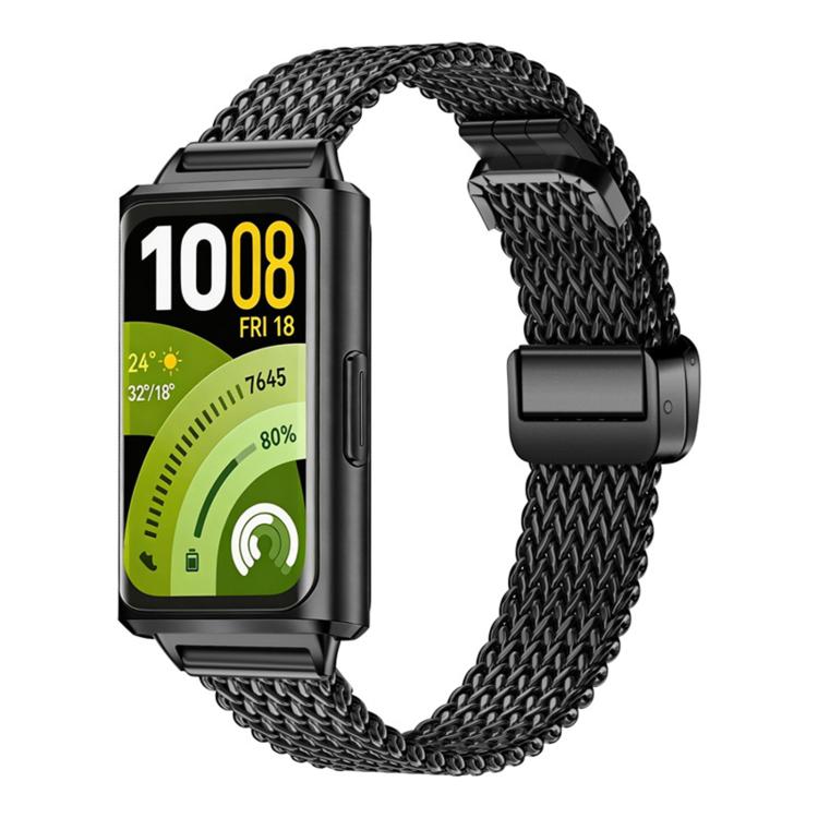 Cinturino per orologio in acciaio inossidabile con maglia a zigzag sottile, pieghevole e chiusura magnetica., For Huawei Band 11 / Band 11 Pro