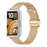 Cinturino per orologio in acciaio inossidabile con maglia a zigzag sottile, pieghevole e chiusura magnetica., For Huawei Band 11 / Band 11 Pro