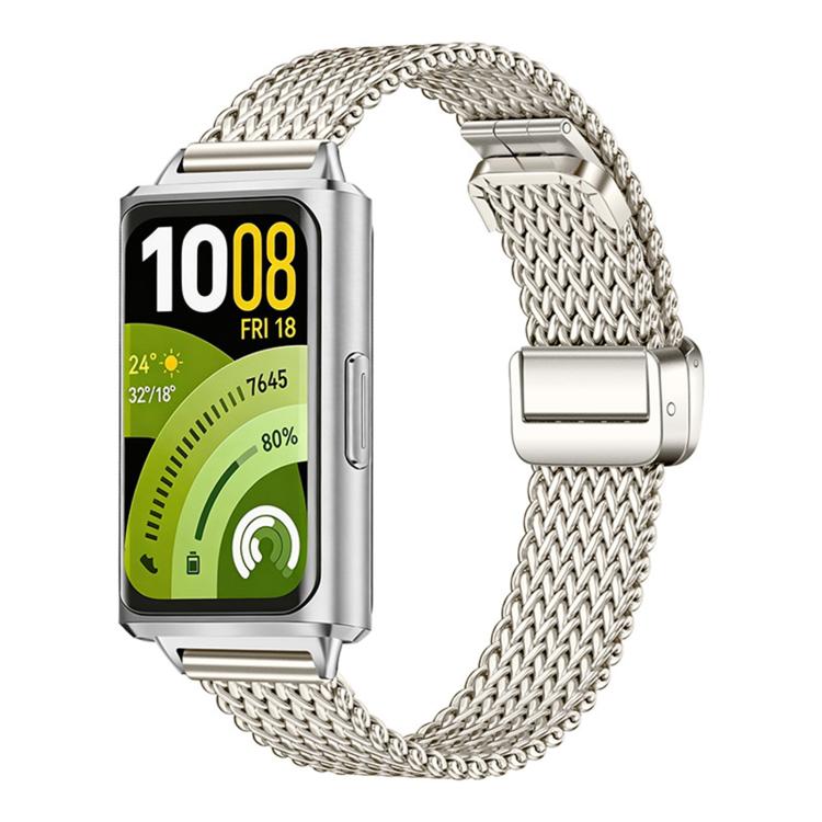 Cinturino per orologio in acciaio inossidabile con maglia a zigzag sottile, pieghevole e chiusura magnetica., For Huawei Band 11 / Band 11 Pro