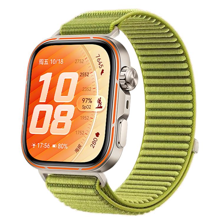 Cinturino per orologio in nylon intrecciato con chiusura a strappo e interfaccia metallica., For Huawei Watch Fit 5 / Fit 5 Pro