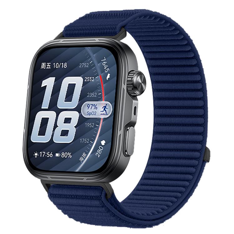 Cinturino per orologio in nylon intrecciato con chiusura a strappo e interfaccia metallica., For Huawei Watch Fit 5 / Fit 5 Pro