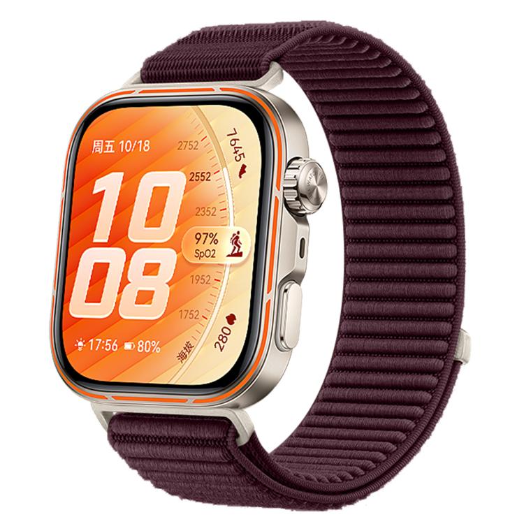 Cinturino per orologio in nylon intrecciato con chiusura a strappo e interfaccia metallica., For Huawei Watch Fit 5 / Fit 5 Pro