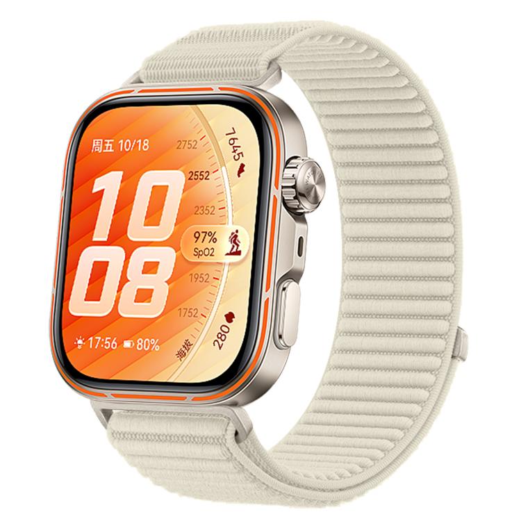 Cinturino per orologio in nylon intrecciato con chiusura a strappo e interfaccia metallica., For Huawei Watch Fit 5 / Fit 5 Pro