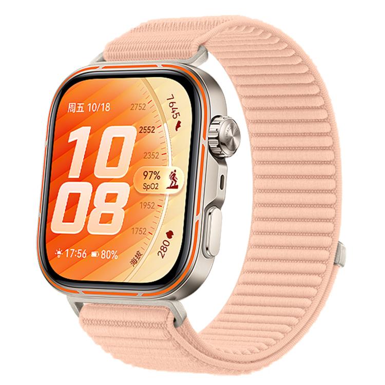 Cinturino per orologio in nylon intrecciato con chiusura a strappo e interfaccia metallica., For Huawei Watch Fit 5 / Fit 5 Pro