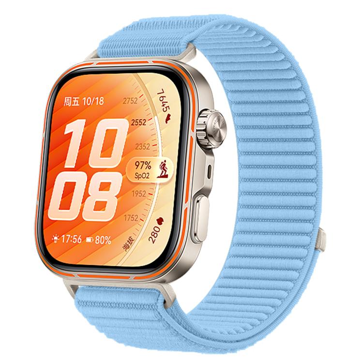 Cinturino per orologio in nylon intrecciato con chiusura a strappo e interfaccia metallica., For Huawei Watch Fit 5 / Fit 5 Pro