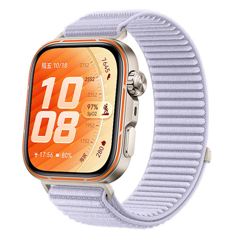 Cinturino per orologio in nylon intrecciato con chiusura a strappo e interfaccia metallica., For Huawei Watch Fit 5 / Fit 5 Pro