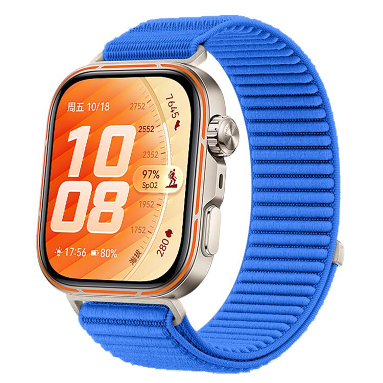 Cinturino per orologio in nylon intrecciato con chiusura a strappo e interfaccia metallica., For Huawei Watch Fit 5 / Fit 5 Pro