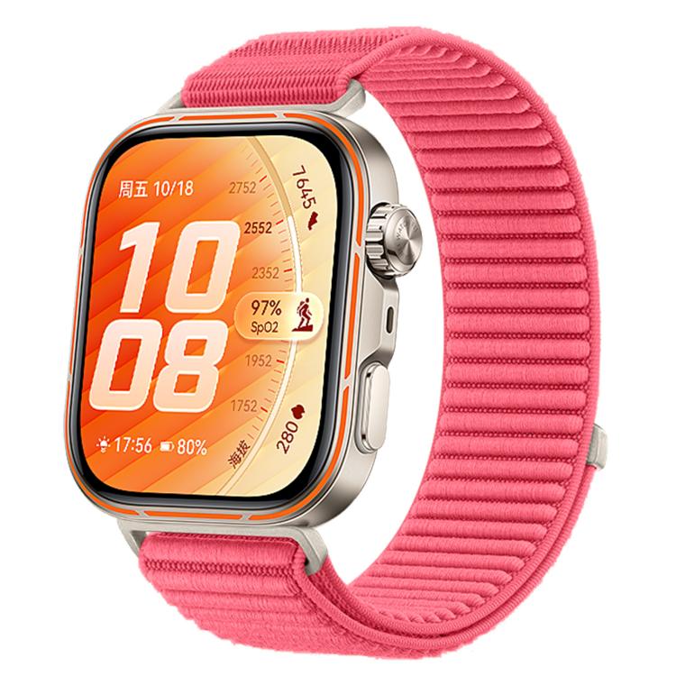 Cinturino per orologio in nylon intrecciato con chiusura a strappo e interfaccia metallica., For Huawei Watch Fit 5 / Fit 5 Pro