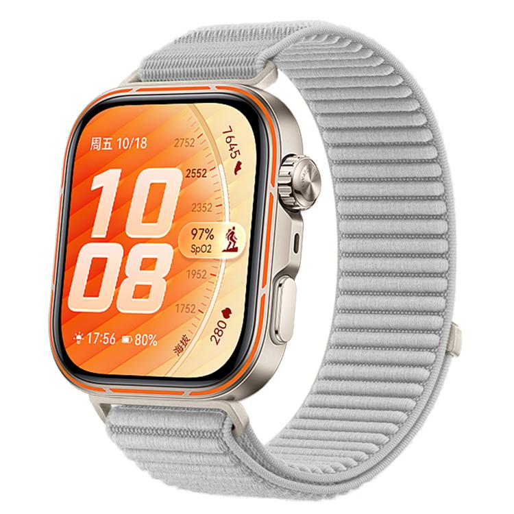 Cinturino per orologio in nylon intrecciato con chiusura a strappo e interfaccia metallica., For Huawei Watch Fit 5 / Fit 5 Pro