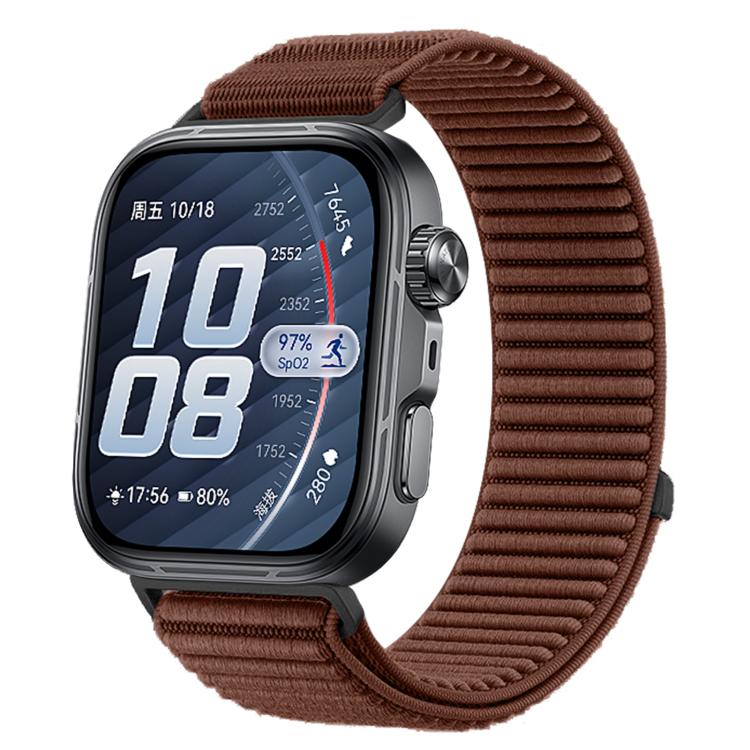 Cinturino per orologio in nylon intrecciato con chiusura a strappo e interfaccia metallica., For Huawei Watch Fit 5 / Fit 5 Pro
