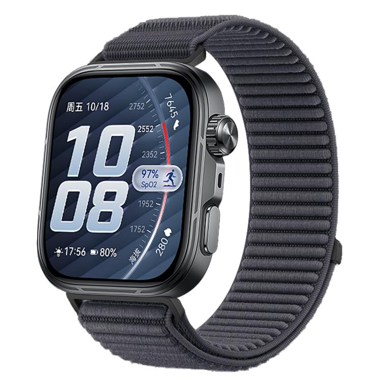 Cinturino per orologio in nylon intrecciato con chiusura a strappo e interfaccia metallica., For Huawei Watch Fit 5 / Fit 5 Pro