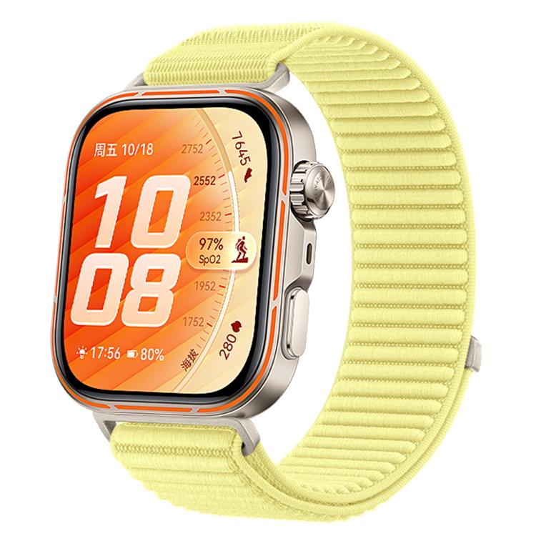 Cinturino per orologio in nylon intrecciato con chiusura a strappo e interfaccia metallica., For Huawei Watch Fit 5 / Fit 5 Pro