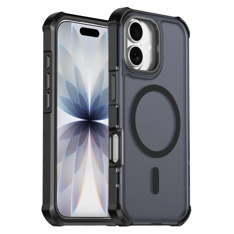 Custodia per telefono antiurto magnetica semitrasparente satinata con effetto pelle, resistente agli urti e con quattro angoli smussati., For iPhone 17e / 16e, For iPhone 17 Pro Max, For iPhone 17 Pro, For iPhone 17