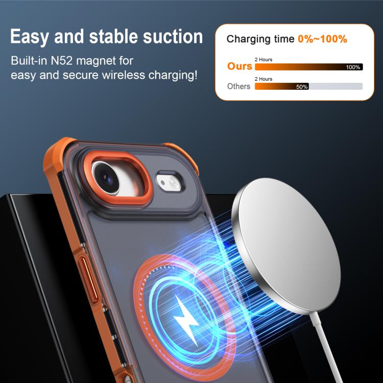 Custodia per telefono antiurto magnetica semitrasparente satinata con effetto pelle, resistente agli urti e con quattro angoli smussati., For iPhone Air, For iPhone 16 Pro Max, For iPhone 16 Pro, For iPhone 16