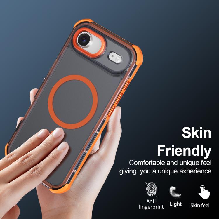 Custodia per telefono antiurto magnetica semitrasparente satinata con effetto pelle, resistente agli urti e con quattro angoli smussati., For iPhone Air, For iPhone 16 Pro Max, For iPhone 16 Pro, For iPhone 16