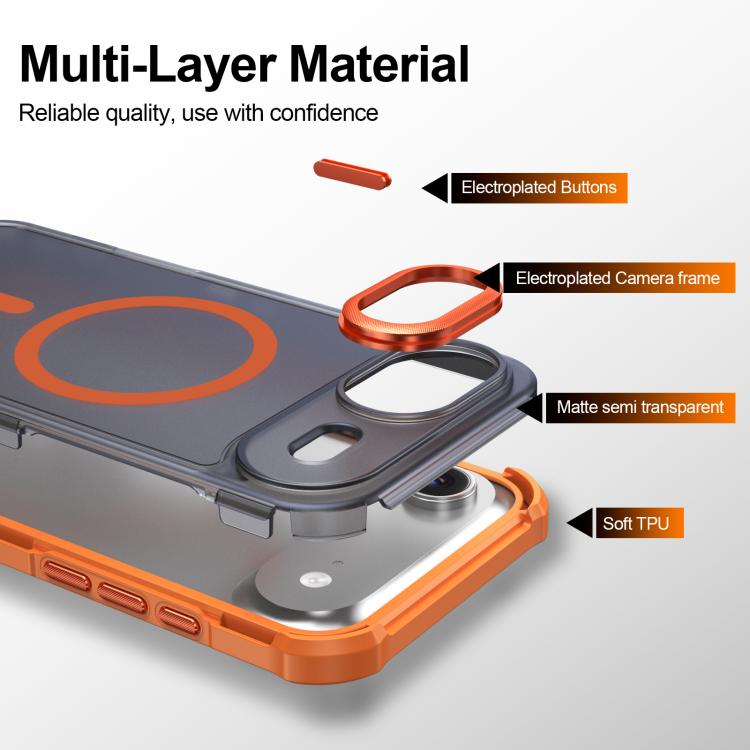 Custodia per telefono antiurto magnetica semitrasparente satinata con effetto pelle, resistente agli urti e con quattro angoli smussati., For iPhone Air, For iPhone 16 Pro Max, For iPhone 16 Pro, For iPhone 16