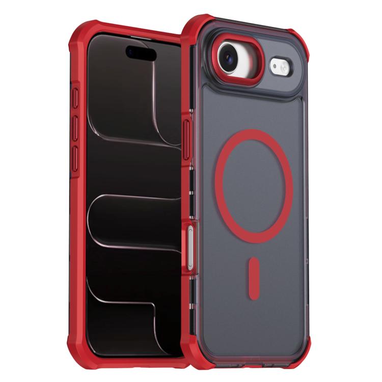 Custodia per telefono antiurto magnetica semitrasparente satinata con effetto pelle, resistente agli urti e con quattro angoli smussati., For iPhone Air, For iPhone 16 Pro Max, For iPhone 16 Pro, For iPhone 16
