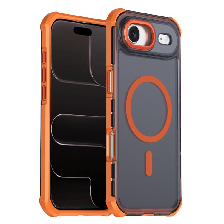 Custodia per telefono antiurto magnetica semitrasparente satinata con effetto pelle, resistente agli urti e con quattro angoli smussati., For iPhone Air, For iPhone 16 Pro Max, For iPhone 16 Pro, For iPhone 16