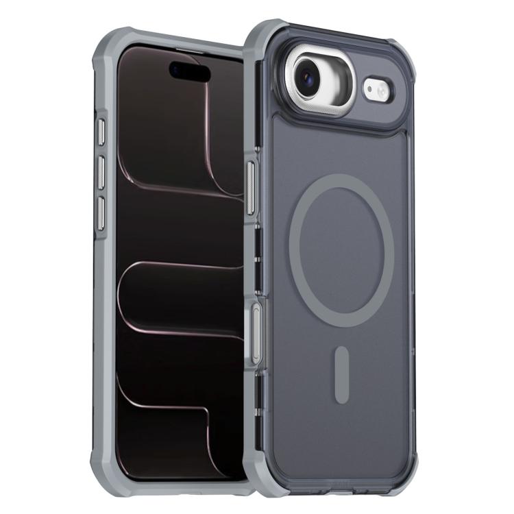 Custodia per telefono antiurto magnetica semitrasparente satinata con effetto pelle, resistente agli urti e con quattro angoli smussati., For iPhone Air, For iPhone 16 Pro Max, For iPhone 16 Pro, For iPhone 16
