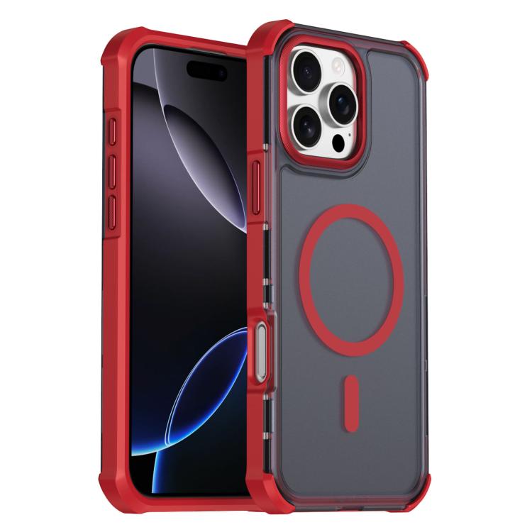 Custodia per telefono antiurto magnetica semitrasparente satinata con effetto pelle, resistente agli urti e con quattro angoli smussati., For iPhone Air, For iPhone 16 Pro Max, For iPhone 16 Pro, For iPhone 16