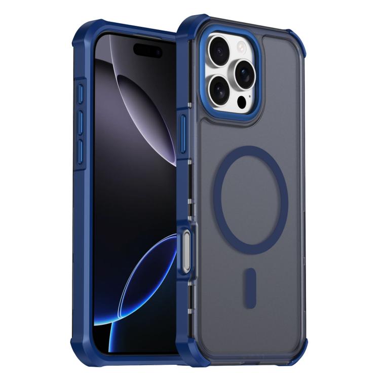 Custodia per telefono antiurto magnetica semitrasparente satinata con effetto pelle, resistente agli urti e con quattro angoli smussati., For iPhone Air, For iPhone 16 Pro Max, For iPhone 16 Pro, For iPhone 16