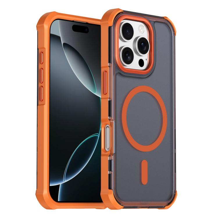 Custodia per telefono antiurto magnetica semitrasparente satinata con effetto pelle, resistente agli urti e con quattro angoli smussati., For iPhone Air, For iPhone 16 Pro Max, For iPhone 16 Pro, For iPhone 16