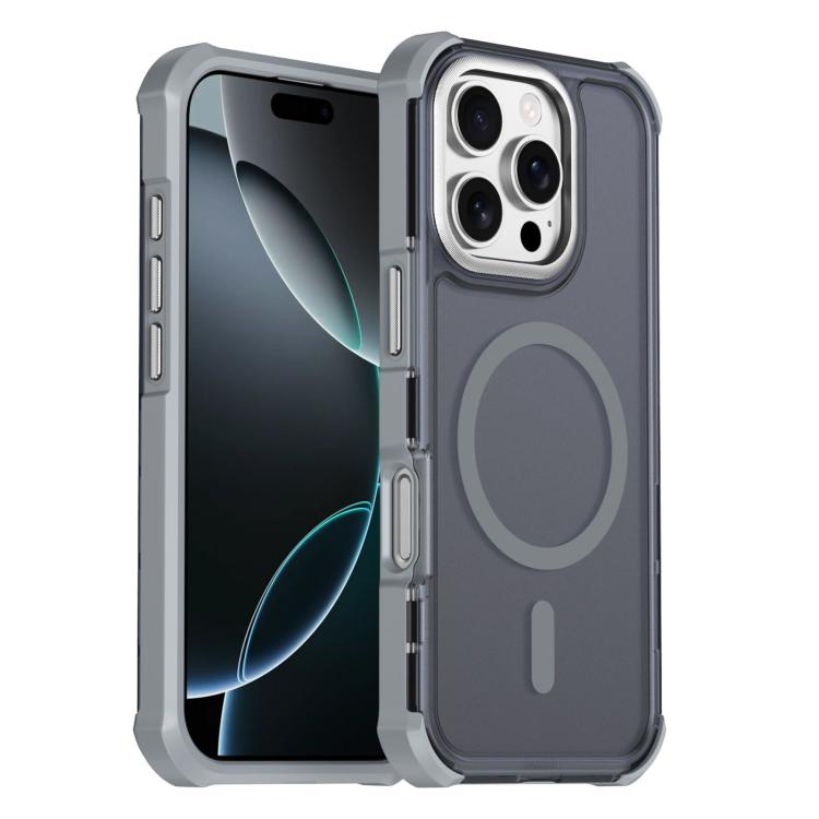 Custodia per telefono antiurto magnetica semitrasparente satinata con effetto pelle, resistente agli urti e con quattro angoli smussati., For iPhone Air, For iPhone 16 Pro Max, For iPhone 16 Pro, For iPhone 16